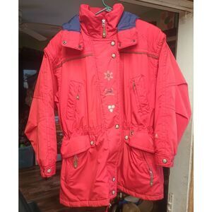 Vintage OBERMEYER Angelika Ski Jacket Women's 12 Red Hooded Parka Insulated READ